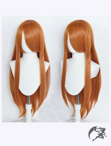 Perücke Dunkel-Orange mit Pony (80 cm)